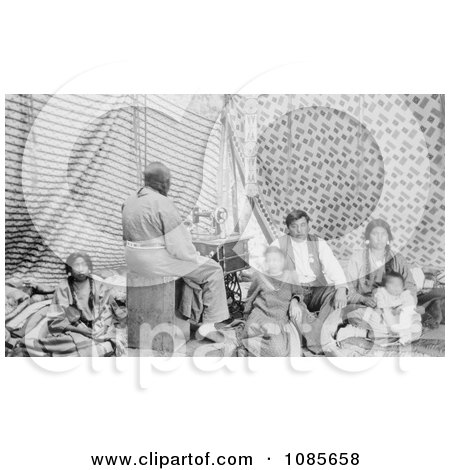 Crow Indian Woman Sewing in a Tipi - Free Historical Stock Photography by JVPD