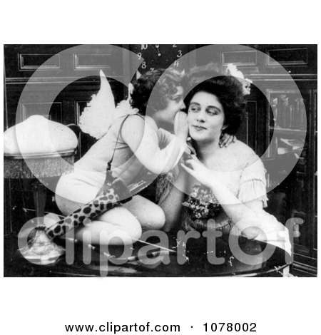 Cupid Whispering to a Woman - Royalty Free Historical Stock Photography  by JVPD