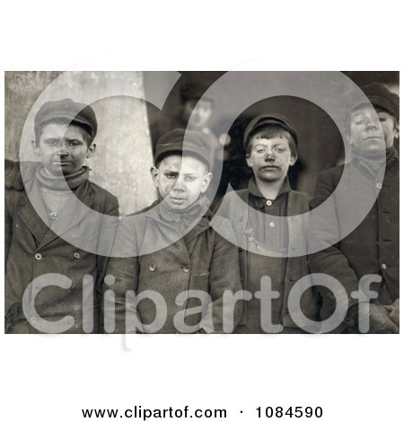 Group Of Dirty Breaker Boys Working The Coal Mines In 1911 - Free Historical Stock Photography Photography by JVPD