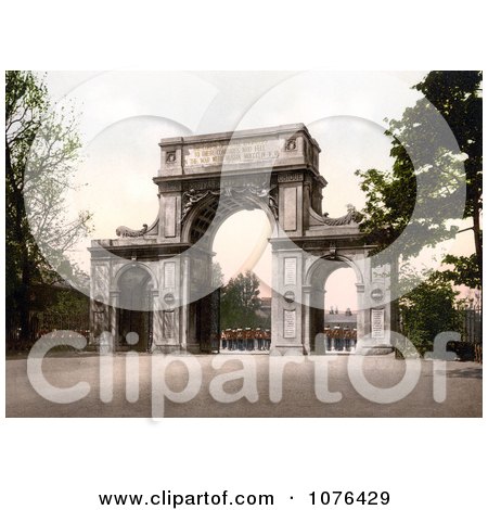 Guards at the Memorial Arch in New Brompton Kent England - Royalty Free Stock Photography  by JVPD