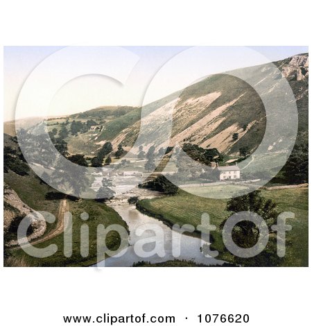 Historical Building and Road Along the Wye River in Mansal Dale, Derbyshire, England - Royalty Free Stock Photography  by JVPD