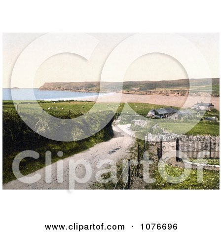 Historical Buildings on the Polzeath Bay in Cornwall, England, United Kindom - Royalty Free Stock Photography  by JVPD