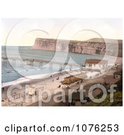 Historical Changing Saloon Carts On The Beach By The Pier In Saltburn By The Sea Redcar And Cleveland North Yorkshire England UK Royalty Free Stock Photography