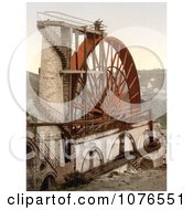 Historical Men On Top Of The Laxey Wheel Or Lady Isabella Laxey Isle Of Man England Royalty Free Stock Photography by JVPD