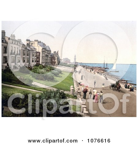 Historical People Strolling the Beachfront Promenade in Herne Bay Kent England - Royalty Free Stock Photography  by JVPD