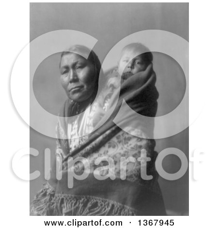 Historical Photo of a Hidatsa Mother with a Baby on Her Back by JVPD