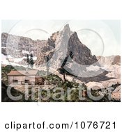 Historical Photochrome Building Near Mt Surlon And Lake Tyrol Austria Royalty Free Stock Photography by JVPD