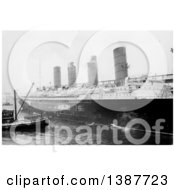 Historical Photograph Of A Smaller Ship Alongside The Lusitania by JVPD