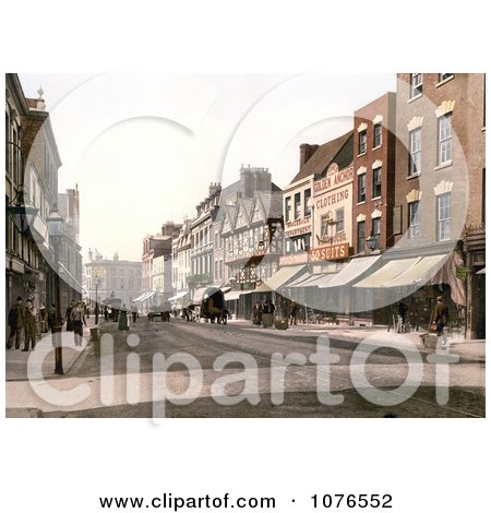 Historical Storefronts and Street Scene of Southgate Street in Gloucester England - Royalty Free Stock Photography  by JVPD