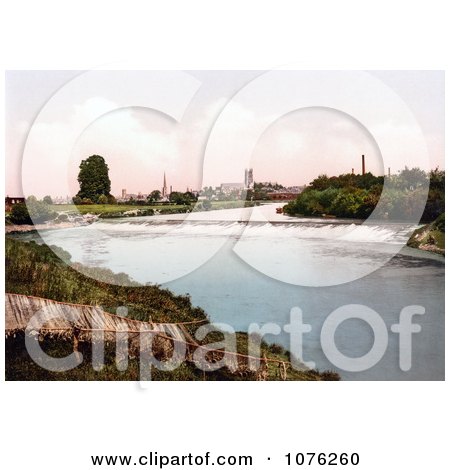 Historical the Diglis Weir on the Severn River in Worcester Worcestershire West Midlands England - Royalty Free Stock Photography  by JVPD