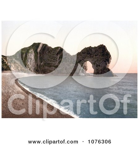 Historical the Durdle Door on the Jurassic Coast Beach in Lulworth, Dorset, England - Royalty Free Stock Photography  by JVPD