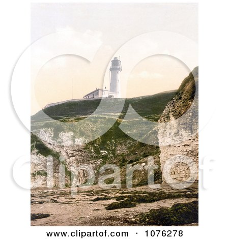 Historical the Flamborough Lighthouse Over the North Sea in East Riding of Yorkshire England United Kingdom - Royalty Free Stock Photography  by JVPD