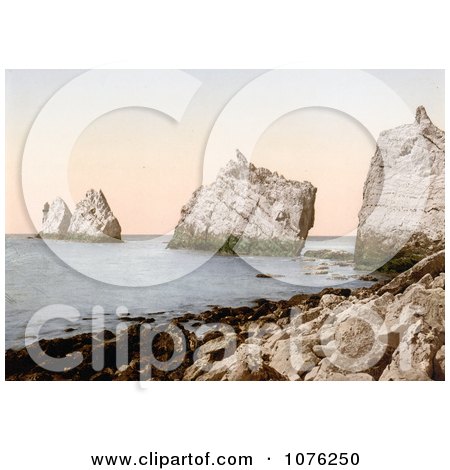 Historical The Lighthouse on The Needles on the Alum Bay Isle of Wright England UK - Royalty Free Stock Photography  by JVPD