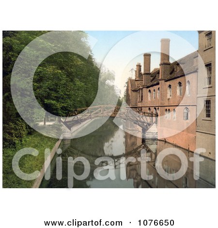 Historical the Mathematical Wooden Bridge Over the River Cam at Queen’s College, Cambridge, England - Royalty Free Stock Photography  by JVPD