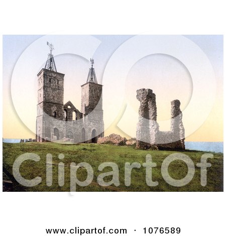 Historical the Ruins of the 14th Century Reculver Church Near Herne Bay North Kent England - Royalty Free Stock Photography  by JVPD