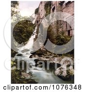 Historical The Wheel At The Lyn Bridge Mill On The East Lyn River In Lynton And Lynmouth Devon England Royalty Free Stock Photography by JVPD
