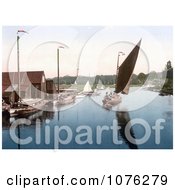 Historical Wherry Sailboat In The Harbour In Wroxham Norfolk England UK Royalty Free Stock Photography