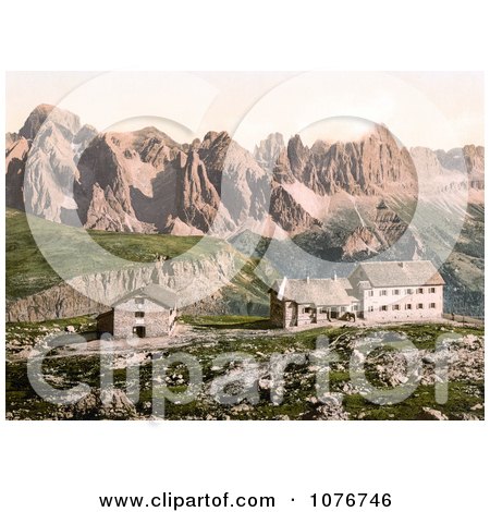 Hotels Near Schlernhaus and Rosengarten Group, Tyrol, Austria - Royalty Free Stock Photography  by JVPD