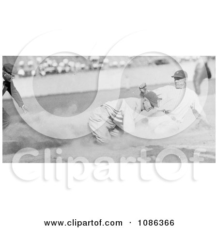 Joe Harris Sliding and Stealing Third Base During a Baseball Game - Free Historical Baseball Stock Photography by JVPD