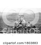 Man And Dogs On Rail Cart