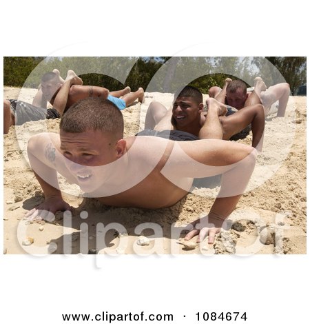Marine Soldiers Doing Doing Squad Push-ups in Sand - Free Stock Photography by JVPD