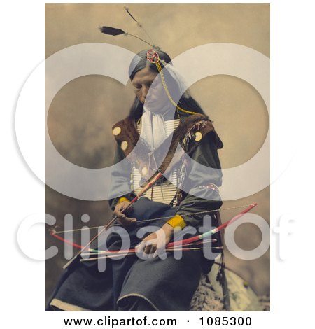 Native American Named Bone Necklace, Council Chief, Oglala Sioux, Seated With A Bow And Arrows And Looking Down - Free Photochrome Stock Photo by JVPD