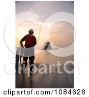 Navy Sailor Standing On The Deck Of The Improved Navy Lighterage System INLS Discharge Facility Free Stock Photography by JVPD
