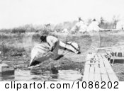 Ojibwa Indian Fixing Canoe Free Historical Stock Photography