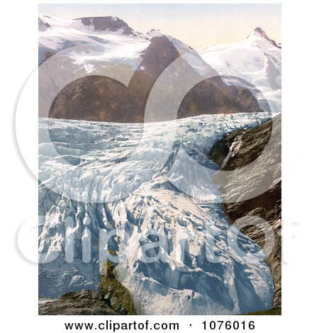 Pasterze Glacier and Grossglockner Mountain in Carinthia, Austria - Royalty Free Historical Clip Art by JVPD