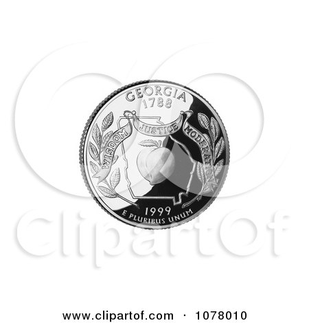 Peach and State Outline on the Georgia State Quarter - Royalty Free Stock Photography by JVPD