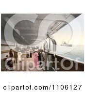 People On Benches And Strolling On The Promenade Deck Of The Maria Theresia Steamship North German Lloyd Royal Mail Steamers Royalty Free Historical Stock Photo