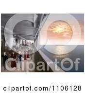 People Strolling On The Promenade Deck Of A Steamship At Sunset Royalty Free Historical Stock Photo