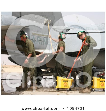People Washing Military Aircraft - Free Stock Photography by JVPD