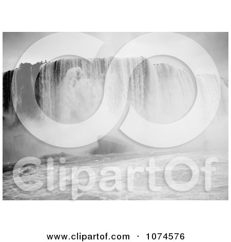 Photo Of A Scene Of Rushing Waters Of Horseshoe Falls From The Maid Of The Mist, Niagara Falls, New York 1900 - Royalty Free Black And White Stock Photography by JVPD