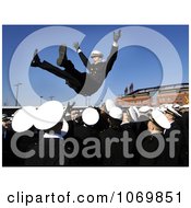 Photo Of An American Military Navy Man Thrown Into The Air During Celebration At A Football Game Royalty Free Sports Stock Photography by JVPD