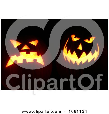 Photo Of Scary Halloween Pumpkin Faces Burning At Night - Royalty Free Halloween Stock Photography by Kenny G Adams