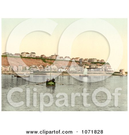 Photochrom of a Boat at the North East Point of Heligoland, Germany - Royalty Free Historical Stock Photo  by JVPD