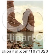 Photochrom Of A Boat Near The Monk And PreacherS Pulpit Formations In Heligoland Royalty Free Historical Stock Photo by JVPD