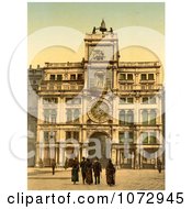 Photochrom Of A Clock Tower St Marks Venice Royalty Free Historical Stock Photography