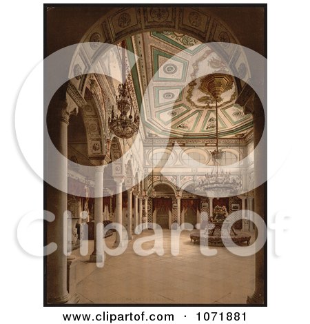 Photochrom of a Drawing Room Interior in Tunisia - Royalty Free Historical Stock Photo by JVPD