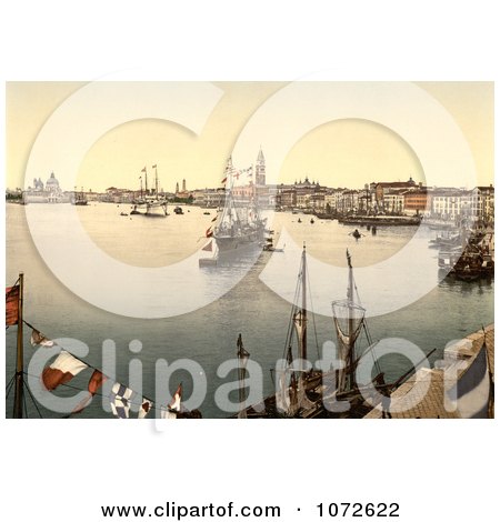 Photochrom of a Harbor in Venice - Royalty Free Historical Stock Photography by JVPD