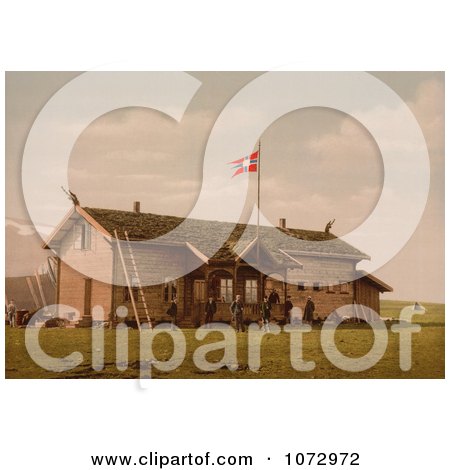 Photochrom of a Hotel or Tourist House in Spitzbergen, Norway - Royalty Free Historical Stock Photography by JVPD