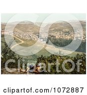 Photochrom Of A Man On A Viewpoint Overlooking Zahleh Lebanon Royalty Free Historical Stock Photography