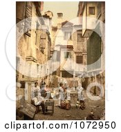 Photochrom Of A Venetian Courtyard Venice Italy Royalty Free Historical Stock Photography