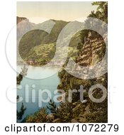 Photochrom Of A View On Brunnen From Axenstrasse Royalty Free Historical Stock Photography by JVPD