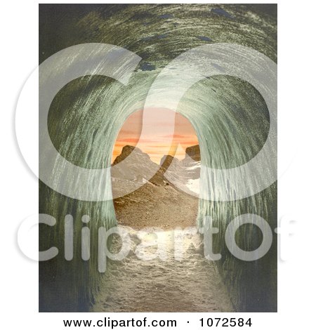 Photochrom of a View Through an Ice Cave on a Train Station - Royalty Free Historical Stock Photography by JVPD