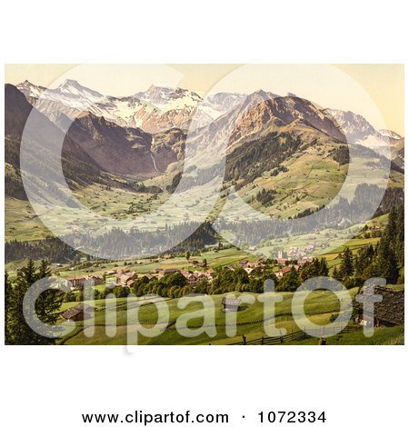 Photochrom of Adelboden Switzerland - Royalty Free Historical Stock Photography by JVPD