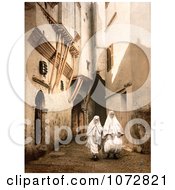 Photochrom Of Algerians In White Cloth Algiers Algeria Royalty Free Historical Stock Photography by JVPD