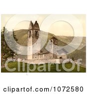 Photochrom Of An Old Church Celerina Schlarigna Switzerland Royalty Free Historical Stock Photography by JVPD