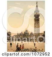 Photochrom Of Bird Feeders St MarkS Square Royalty Free Historical Stock Photography